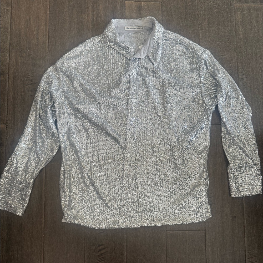 Abercrombie & Fitch Silver Sequin Long Sleeve Shirt